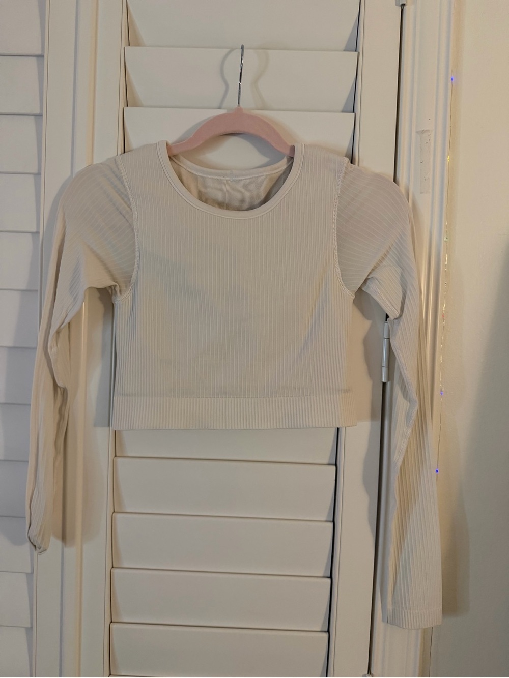 Lululemon Ribbed Long-Sleeve Crop Top in white